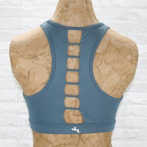 JOYLAB Sports Bra Ribbed Cami Racerback Teal Blue Green Cut Out Back Detail XS